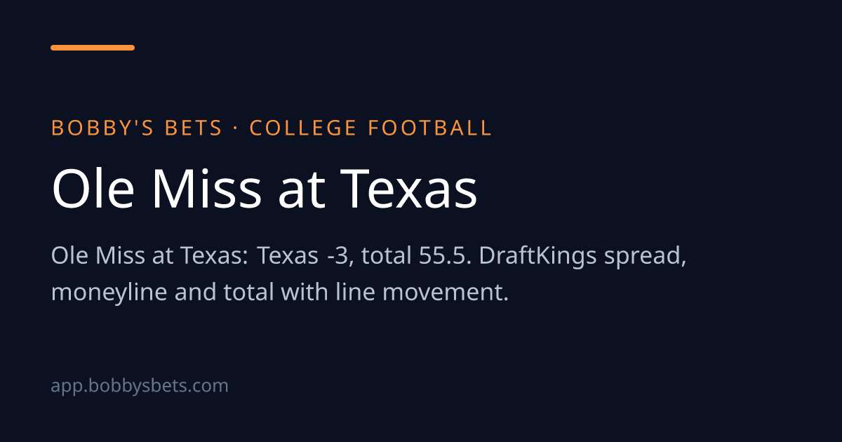 Ole Miss at Texas — Odds & Line | Bobby's Bets